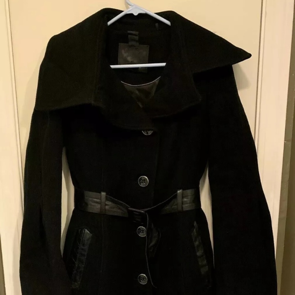 Mackage women’s wool/leather Long jacket small